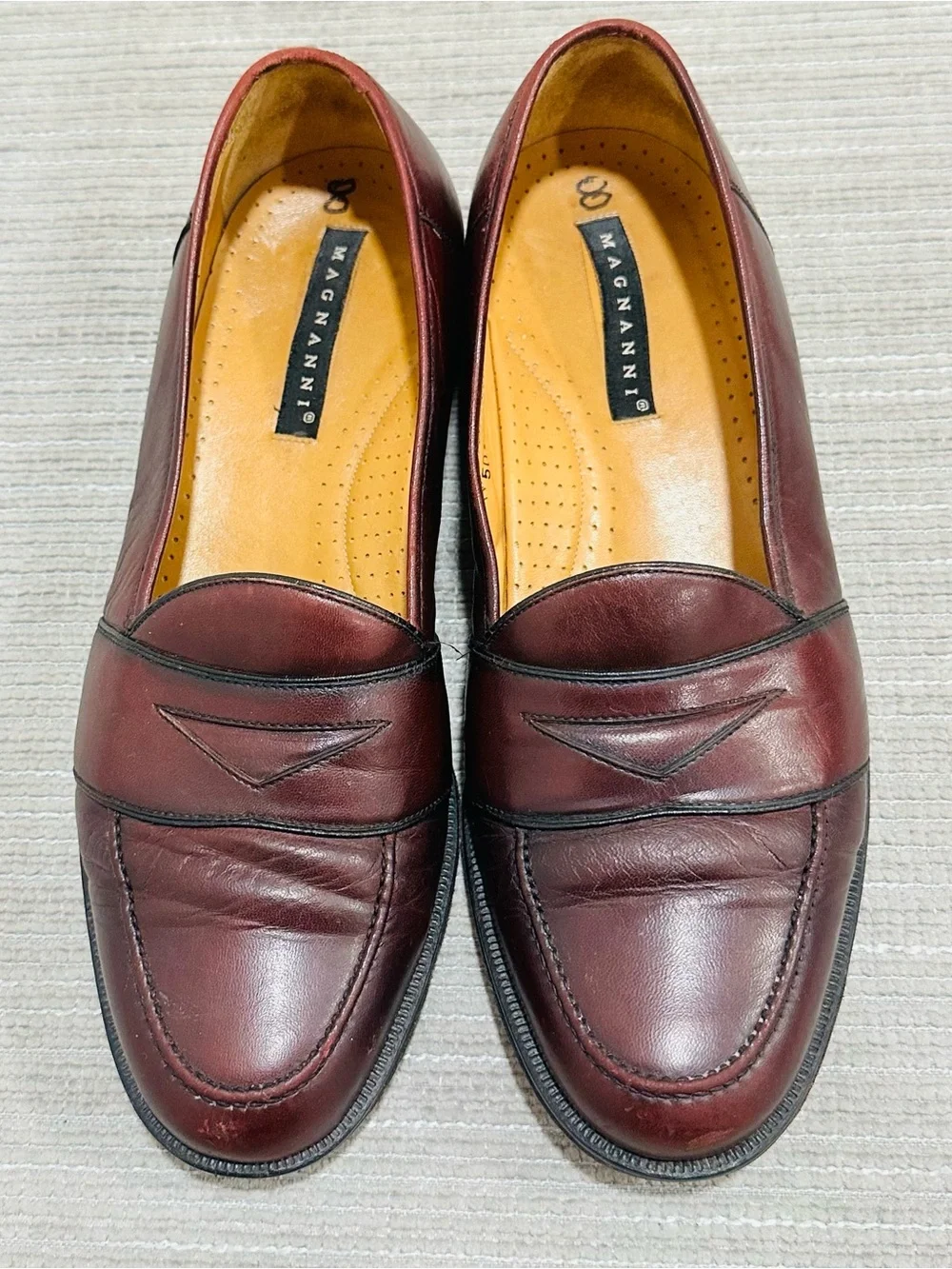 Vintage Magnanni Louie 5018 Men's Burgundy Leather‎ Penny Loafers Size 8 D Spain